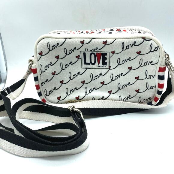 Brighton Love Scroll Striped Convertible Double‎ Zip CrossBody Bag Handbag Purse - Picture 2 of 9